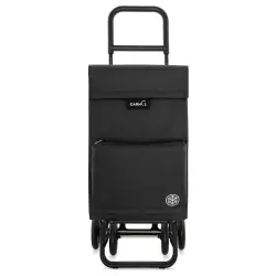 Carro de la compra negro con bolsillo térmico
